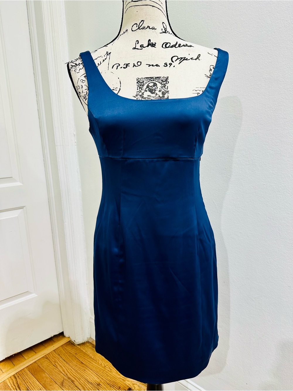 RD Style Sleeveless Satin Midi Dress in Teal Blue